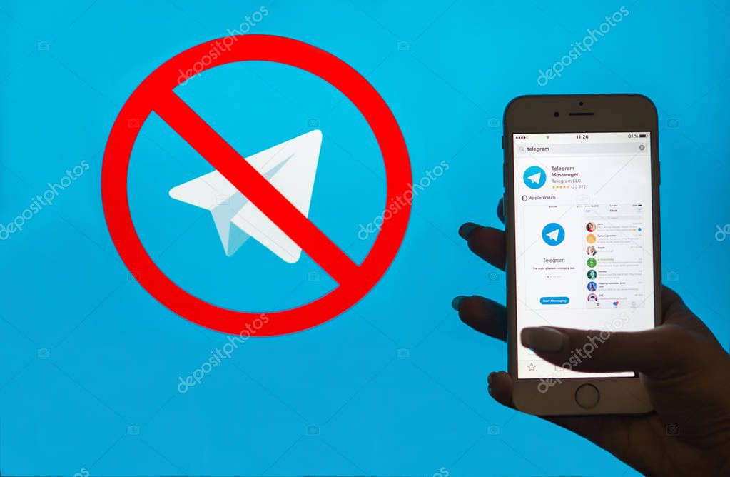 Ukraine, Dnieper - APRIL 26, 2018: Application Telegrams in a smartphone. Messenger Telegram wants to block in Russia.