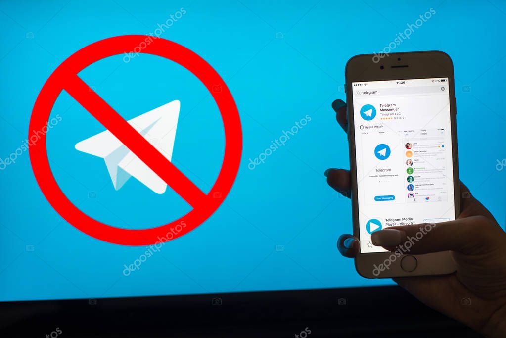 Ukraine, Dnieper - APRIL 26, 2018: Application Telegrams in a smartphone. Messenger Telegram wants to block in Russia.