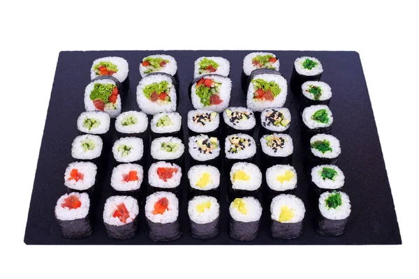 Maki Sushi Set Yasai Rollen Mit Frischen Zutaten Rollen Auf — Stockfoto