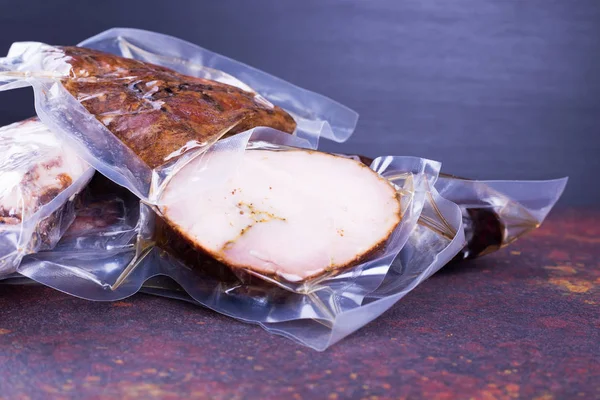 Meat in section in package