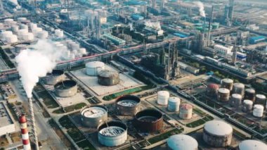 Havadan görünümü petrol rafinerisi, rafineri tesisi, rafineri fabrika
