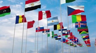 Dünyanın 3 boyutlu illüstrasyon bayrakları