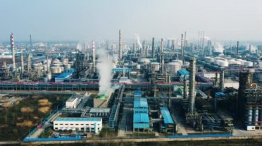 Havadan görünümü petrol rafinerisi, rafineri tesisi, rafineri fabrika