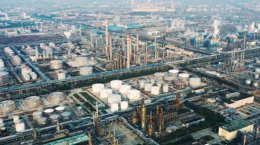 Havadan görünümü petrol rafinerisi, rafineri tesisi, rafineri fabrika