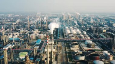 Havadan görünümü petrol rafinerisi, rafineri tesisi, rafineri fabrika