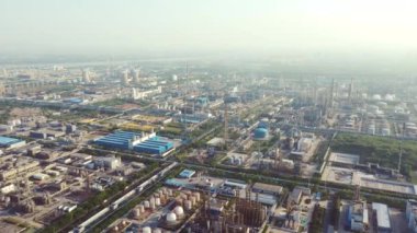 Havadan görünümü petrol rafinerisi, rafineri tesisi, rafineri fabrika