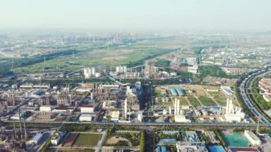 Havadan görünümü petrol rafinerisi, rafineri tesisi, rafineri fabrika