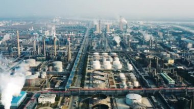 Havadan görünümü petrol rafinerisi, rafineri tesisi, rafineri fabrika