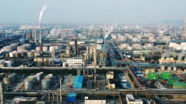 Havadan görünümü petrol rafinerisi, rafineri tesisi, rafineri fabrika