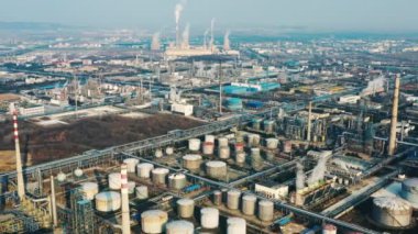 Havadan görünümü petrol rafinerisi, rafineri tesisi, rafineri fabrika