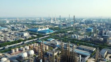 Havadan görünümü petrol rafinerisi, rafineri tesisi, rafineri fabrika