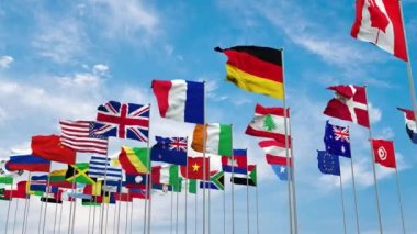 Dünyanın 3 boyutlu illüstrasyon bayrakları