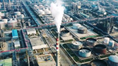Havadan görünümü petrol rafinerisi, rafineri tesisi, rafineri fabrika