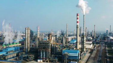 Havadan görünümü petrol rafinerisi, rafineri tesisi, rafineri fabrika