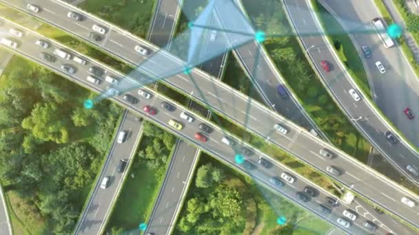 Verkehrsüberwachungssystem Auf Der Autobahn Verbundenes Netzwerk Geschwindigkeit Und Identität Control — Stockvideo