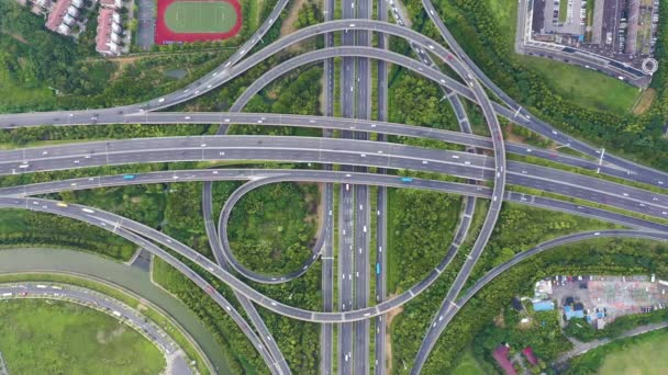 Aerial View Highway Overpass City — Stock Video