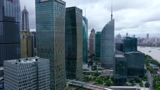 Shanghai Skyline Med Moderna Urbana Skyskrapor Kina — Stockvideo