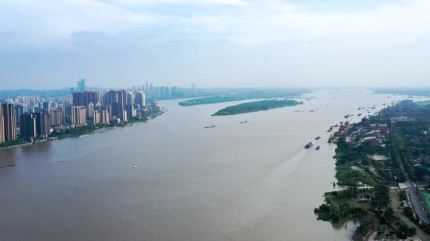 Ciudad Nanjing Provincia Jiangsu Paisaje Urbano Construcción Puente Del Río — Vídeos de Stock