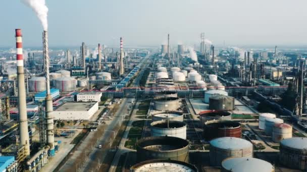 Havadan Görünümü Petrol Rafinerisi Rafineri Tesisi Rafineri Fabrika — Stok video