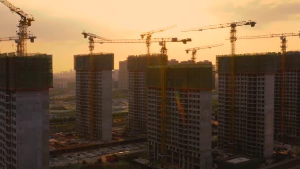 Aérien Chantier Coucher Soleil — Video