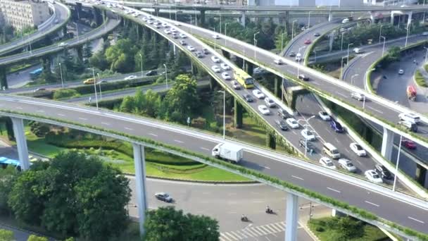 Vista Aérea Autopista Paso Elevado Ciudad — Vídeos de Stock