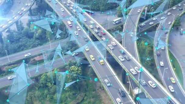 高速道路の交通監視システム 接続網だ 速度とアイデンティティ制御システム 将来の交通 — ストック動画