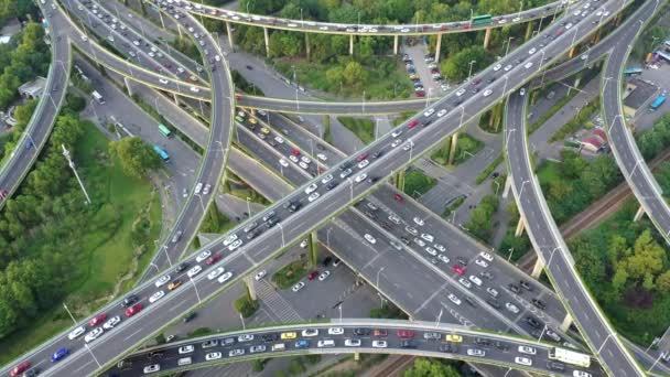 Aerial View Highway Overpass City — Stock Video