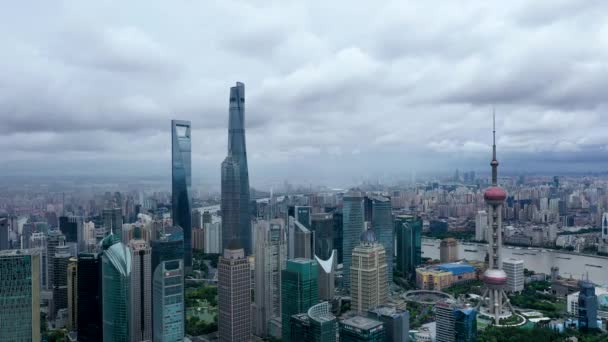 Linha Horizonte Xangai Com Arranha Céus Urbanos Modernos China — Vídeo de Stock