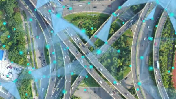 Sistema Vigilância Trânsito Auto Estrada Rede Conectada Velocidade Sistema Controle — Vídeo de Stock