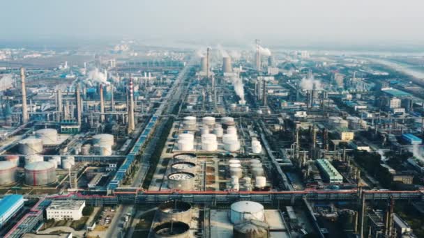 Aerial View Olieraffinaderi Raffinaderi Plante Raffinaderi Fabrik – Stock-video