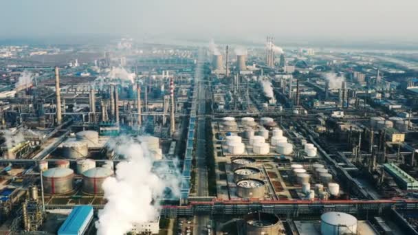 Aerial View Olieraffinaderi Raffinaderi Plante Raffinaderi Fabrik – Stock-video