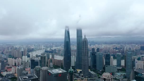 Shanghai Skyline Con Rascacielos Urbanos Modernos China — Vídeos de Stock