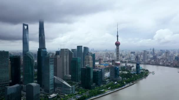 Shanghai Skyline Med Moderna Urbana Skyskrapor Kina — Stockvideo