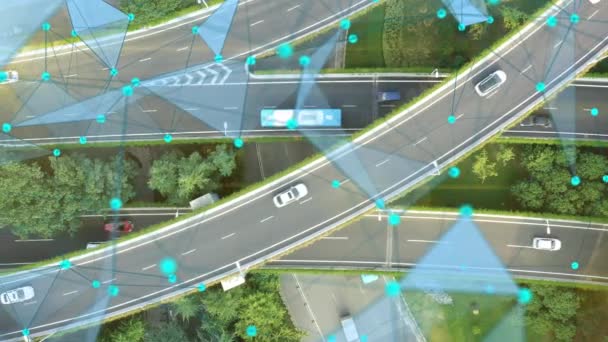高速公路交通监控系统 连接的网络 速度和身份控制系统 今后的运输 — 图库视频影像