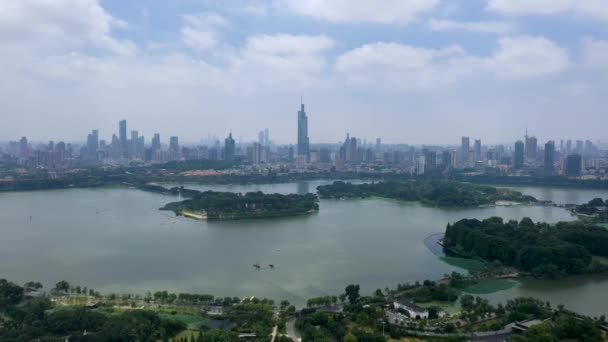 Ciudad Nanjing Provincia Jiangsu Paisaje Urbano Construcción — Vídeos de Stock