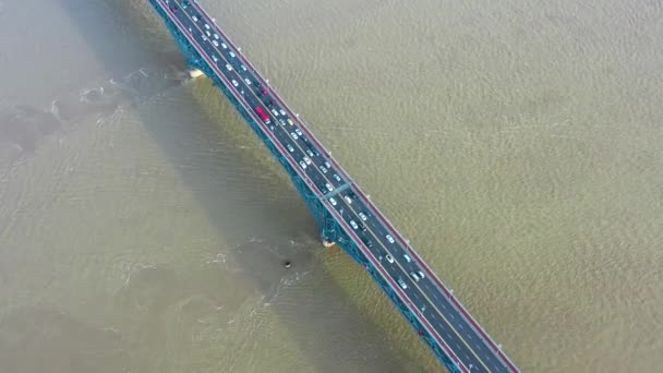 Ciudad Nanjing Provincia Jiangsu Paisaje Urbano Construcción Puente Del Río — Vídeos de Stock