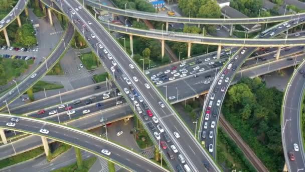 Aerial View Highway Overpass City — Stock Video