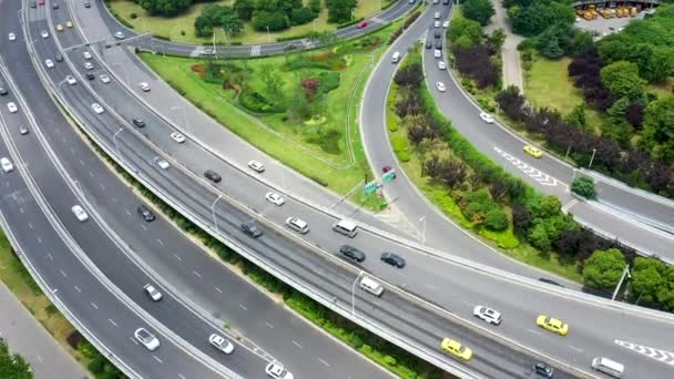 Widok Lotu Ptaka Autostradę Wiadukt Mieście — Wideo stockowe