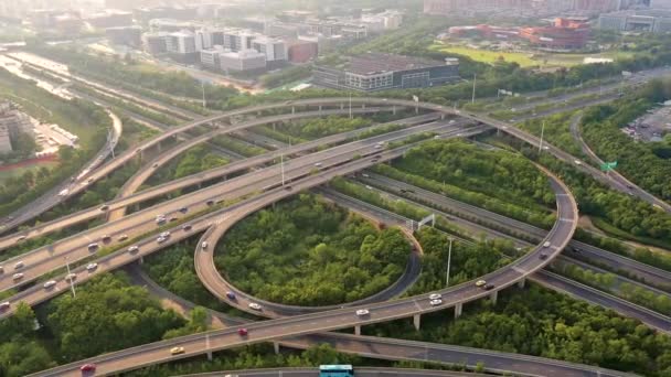 Vista Aérea Rodovia Viaduto Cidade — Vídeo de Stock