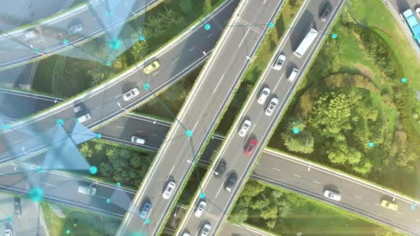 Trafikövervakningssystemet Motorvägen Ett Anslutet Nätverk Hastighet Och Identitet Styrsystem Framtida — Stockvideo