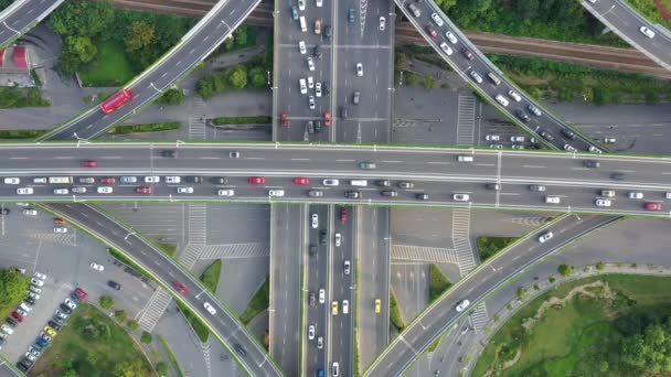 Aerial View Highway Overpass City — Stock Video