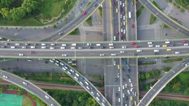 Aerial View Highway Overpass City — Stock Video