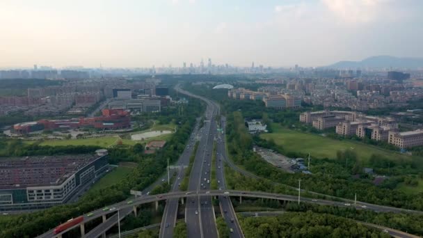 Widok Lotu Ptaka Autostradę Wiadukt Mieście — Wideo stockowe