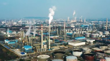 Havadan görünümü petrol rafinerisi, rafineri tesisi, rafineri fabrika