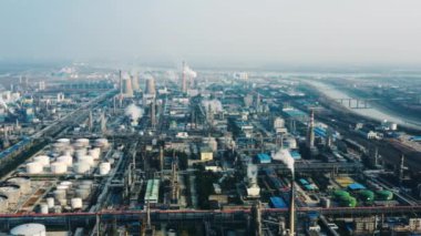 Havadan görünümü petrol rafinerisi, rafineri tesisi, rafineri fabrika