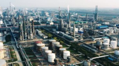 Havadan görünümü petrol rafinerisi, rafineri tesisi, rafineri fabrika