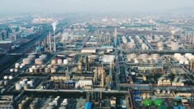Havadan görünümü petrol rafinerisi, rafineri tesisi, rafineri fabrika