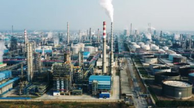 Havadan görünümü petrol rafinerisi, rafineri tesisi, rafineri fabrika
