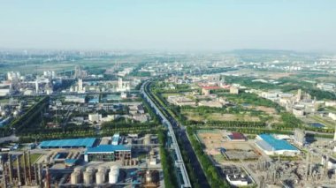 Havadan görünümü petrol rafinerisi, rafineri tesisi, rafineri fabrika
