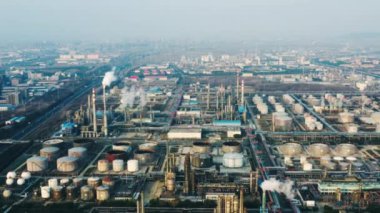 Havadan görünümü petrol rafinerisi, rafineri tesisi, rafineri fabrika